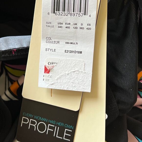 Profile by Gottex Black Floral Monaco Printed D-Cup Tankini Top 34D Slimming New - Picture 10 of 11